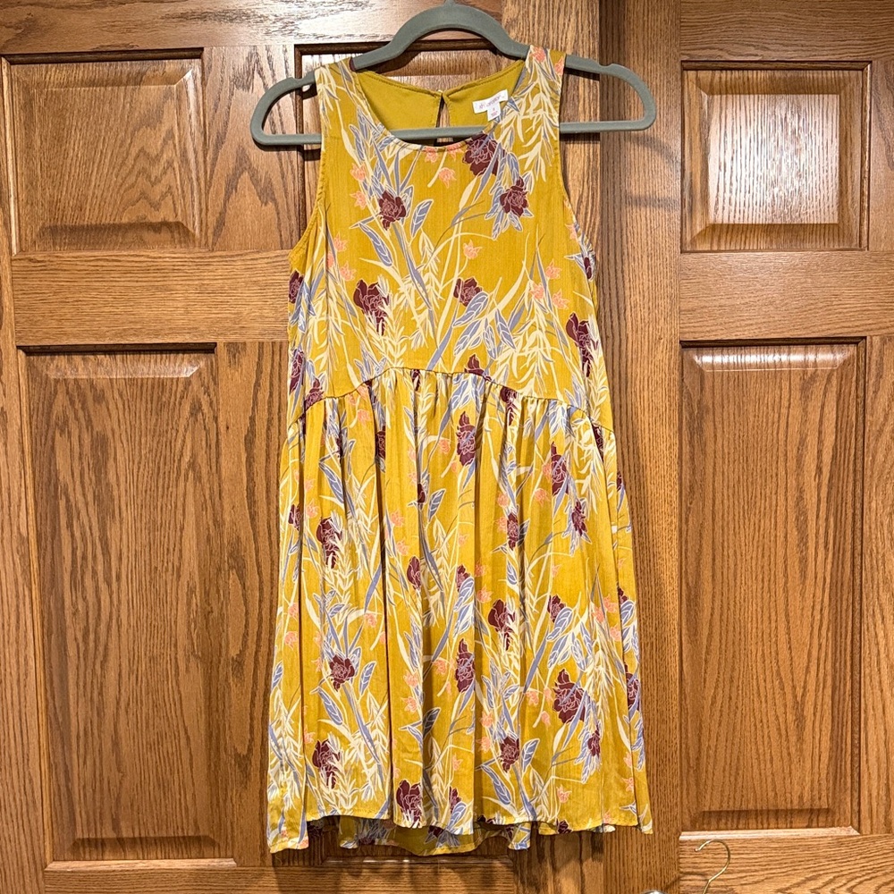 Xhilaration Mustard and Lavender Floral Dress